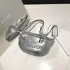 Bolsa de Ombro Transversal para Cintura/Peito Cor Sólida Corrente Estilo Coreano Brilhante Tendência Moda Nova Primavera 2026