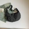 Bolsa de Croissant Estilo Perezoso Ins Coreano Bolsa de Lona de Gran Capacidad Bolsa de Nailon Plisada a Cuadros Bolso de Hombro Cruzado para Viajes