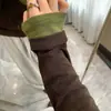 Otoño/Invierno 2026 Nuevo Estilo Coreano Holgado Adelgazante Versátil Casual Tejido de Punto Falso de Dos Piezas para Mujer Capa Base de Terciopelo para Mujer