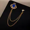 Moda Europeia e Americana Coroa Corrente Masculina Broche Acessório de Terno Personalidade Casaco de Noite Franja Emblema Atacado