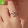 Anel Aberto Original S925 Prata Esterlina Coração Flecha Yinziyun, Joia de Anel Minimalista Personalizado para Casal
