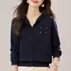 Cárdigan de Punto con Capucha Transfronterizo Moda Primavera y Otoño Manga Larga Nuevo 2025 Abrigo Suéter de Punto Top Holgado para Mujer