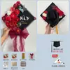 Gorra de Licenciatura Decorada con Flores Kit de Materiales Hecho a Mano DIY Decoración de Tocados de Graduación de Maestría Producto Terminado Infantil Estilo Chino