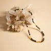 Cadena de Suéter con Cuentas de Piedra Ojo de Tigre Natural de Lujo Ligero para Mujer, Collar de Diseño en Capas de Moda Vintage de Nicho, Estilo Largo de Nicho