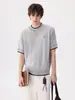 Camiseta de Punto para Hombre Cuello Redondo Manga Corta Casual Top para Hombre Estilo Sencillo de Pareja Versátil Verano Media Manga