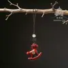 Chaveiro Pingente Criativo de Madeira Maciça Esculpida Ano do Cavalo Pingente de Chave de Carro Cavalo do Zodíaco Traz Boa Sorte