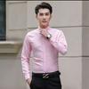 Camisa Masculina Manga Longa Primavera e Outono Slim-fit Branca Pura Jovem Business Profissional Fina Estilo Coreano Tendência