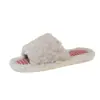 Pantuflas sencillas y elegantes de punta abierta para mujer, adecuadas para usar en exteriores, nuevo estilo otoño e invierno 2026, pantuflas de algodón tipo slip-on de cuadros peludos perezosos