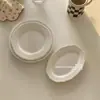 Plato de encaje repujado vintage estilo Ins, plato de cerámica blanco puro, borde repujado francés, plato de cena estilo occidental, plato para postre y desayuno