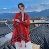 Chal de Estilo Étnico para Verano Mujer 2026 Nuevo Estilo Viaje a Yunnan Protección Solar Bufanda de Seda con Borlas Toalla de Playa