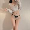 Noche Tres Puntos Lujosa Bordada Perla Sexy Ropa Interior Transparente Tentación G-string Cintura Baja Talla Ajustable Pantalón 3040