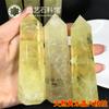 Suministro directo de fábrica de columna de citrino natural, columna de cristal de seis bordes de una sola punta, adornos artesanales de pulido de piedra original en stock al por mayor