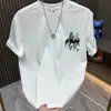 Camiseta de Manga Corta de Marca Nueva de Moda para Hombre, Camiseta Informal de Cuello Redondo con Estampado de Moda, Holgada de Media Manga, Versátil