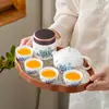 Juego de Té de Viaje Sencillo Estilo Chino Set Portátil de Porcelana Blanca Equipo Portátil para Preparar y Beber Té al Aire Libre Taza Rápida Portátil