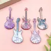 Novo Acrílico Impressão Dupla Face Laser Instrumento Musical Padrão de Guitarra Pingente Pingente Chaveiro DIY Acessórios Decorativos