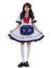 Vestido azul marino pequeño japonés Lolita Maid JK con lazo plisado y bonito vestido Lolita
