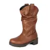 Botas de Media Pantorrilla para Mujer de Comercio Exterior Transfronterizo 2026, Punta Redonda, Tacón Grueso, Suela Gruesa, Tallas 34-45, Talla Grande, Botas de Motocicleta de Moda para Mujer