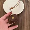 Porta-moedas de Couro Fofo Vintage Colar Colar Feminino Estojo para Fones de Ouvido Bolsa de Armazenamento Alça de Couro Corrente Longa de Lã Acessórios