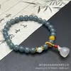 Pulseira de Pedra Quartzo Azul Jade com Contas Redondas de Círculo Único DIY com Contas de Ágata Vermelha, Pulseira de Nicho de Luxo Leve Atacado