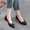 Sapatos de Salto Baixo Bico Fino Femininos Salto Bloco Fundo Plano Sapatos de Mãe Outono 2025 Novos Versáteis Temperamento Sapatos de Trabalho Couro Macio Sapatos Femininos