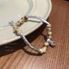 Pulsera elástica de cerámica con cuentas de estilo étnico chino nuevo, elegante, retro, versátil, de nicho, con diseño personalizado para mujer
