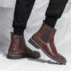 Otoño e Invierno 2025 Venta al por Mayor Transfronteriza Talla Grande Casual Retro Moda Botas Altas para Hombre Punta Afilada Zapatos de Cuero de Moda