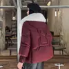 Moda de Inverno 2026 Versátil Casaco de Algodão Estiloso com Gola Grande de Pelo, Jaqueta Elegante de Algodão, Roupa de Exterior Solta Estilo Coreano