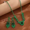 Aretes y Collar de Zirconia Super Brillante con Forma de Corazón de Espiga de Trigo, Cadena para Clavícula de Lujo Ligero de Gama Alta, Accesorio de Cuello Versátil Elegante y Moderno