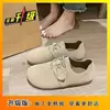 Zapatos Casuales Nuevos de Suela Suave para Verano-Otoño 2026, Punta Redonda, Zapatos Tipo Pan Tostado con Almohada, Zapatos Retro de Cobertura Total con Suela Gruesa tipo Birkenstock para Mujer