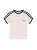 Nueva Camiseta de Verano de Manga Corta con Diseño de Tres Rayas Hombro Derecho Estampado de Lazo Casual Simple Versátil Top Camiseta para Mujer