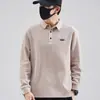 Camisa Polo para Hombre Otoño/Invierno 2026 con Cuello de Solapa, Corte Holgado, Manga Larga, Forro Polar, Nuevo Bordado, Top Casual de Negocios