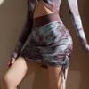 Saia de Tênis Esportiva Feminina Saia Externa Camuflada Bolsa Quadril Verão Secagem Rápida Anti-andar Cintura Alta Fitness Yoga Saia