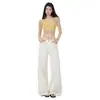 Jeans Anchos de Bolsillo Plegable Naranja Infantil para Mujer, Corte Holgado, Adelgazantes, Sencillos, Versátiles, Pantalones de Moda hasta el Suelo.