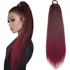 Coleta de pelo trenzada de fibra sintética transfronteriza de 24 pulgadas, coleta elástica negra trenzada extendida, trenza de pelo liso largo extendida