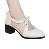 Zapatos de Malla para Mujer de Tacón Grueso, Sandalias Transpirables de Tacón Medio, Zapatos de Madre de Moda con Lazo, Suela Suave
