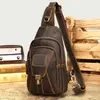 Mochila de Hombro Única de Cuero Crazy Horse Retro Transfronteriza Bolso Cruzado de Pecho para Viajes Bolso de Pecho de Cuero Bolso de Pecho para Hombre