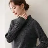 Suéter de Punto Acanalado de Cachemira Grueso Estilo Perezoso de Cuello Alto para Mujer Capa Interior Cálido Suéter de Lana para Mujer Otoño e Invierno