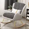 Sillón mecedor individual de lujo ligero con estampado de pata de gallo para balcón de casa, silla sofá perezoso, mecedora de madera maciza con reposapiés