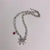 Punk ins Moda Personalizado Aranha Rubi Pingente Colar Simples Doce Cool Corrente Grossa Corrente da Clavícula Acessórios Mulheres