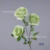 Rosas corola de 3 cabezas rama única rosas de tela de seda flores en botella para sala de estar decoración de salón de bodas diseño de fondo