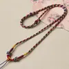 Corda de Pingente Tecida à Mão Estilo Xizang Algodão e Linho Corda de Algodão Enrolada à Mão Pingente Thangka Colar Zakiram Feminino Estilo Xizang Retrô