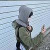 Coreia do Sul balaclava chapéu de inverno das mulheres lenço chapéu quente casal integrado proteção da orelha chapéu de malha de lã