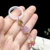Joia Feita à Mão Tecida com Pingente de Ágata de Fonte Natural de Sal, Pingente Pequeno com Argola Corrente, Acessório de Pingente de Jade DIY, Raposa de Nove Caudas
