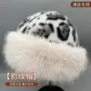 Sombreros Transfronterizos Estilo Nuevo Europeo y Americano Sombreros de Piel Mongola con Estampado de Leopardo Sombreros de Pescador Tipo Cubo de Moda para Otoño e Invierno Sombreros Mongoles con Estampado de Leopardo