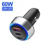 Cargador de Coche Ovalado de Doble Color ACC de 60W carga rápida qc3.0 USB 30W + PD 30W Cargador de Coche para Teléfono Venta al por Mayor