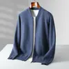 Cardigan de punto de lana para hombre, otoño e invierno, nuevo, cuello alto, manga larga, suelto, versátil, lujo ligero, ropa exterior de negocios