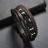 Pulseira Masculina Moda Europeia e Americana Acessórios com Logo em Forma de 8 Couro Trançado Multicamadas Magnético Pulseira Multicamadas