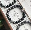 Design pulseira de obsidiana prateada de 12mm pulseira de obsidiana prateada de leão presentes para casais namoradas joias de nicho de alta qualidade