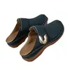 Mules Planos Casuales de Punta Cerrada Talla Grande para Mujer Modelo Nuevo 2026 Color Sólido Tacón de Cuña Hebilla Metálica Sandalias de Playa