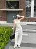 Camisola de verano para mujer con cuello halter para usar como prenda exterior, top sexy de látex acolchado con diseño de espalda descubierta, corte ajustado y espalda hermosa